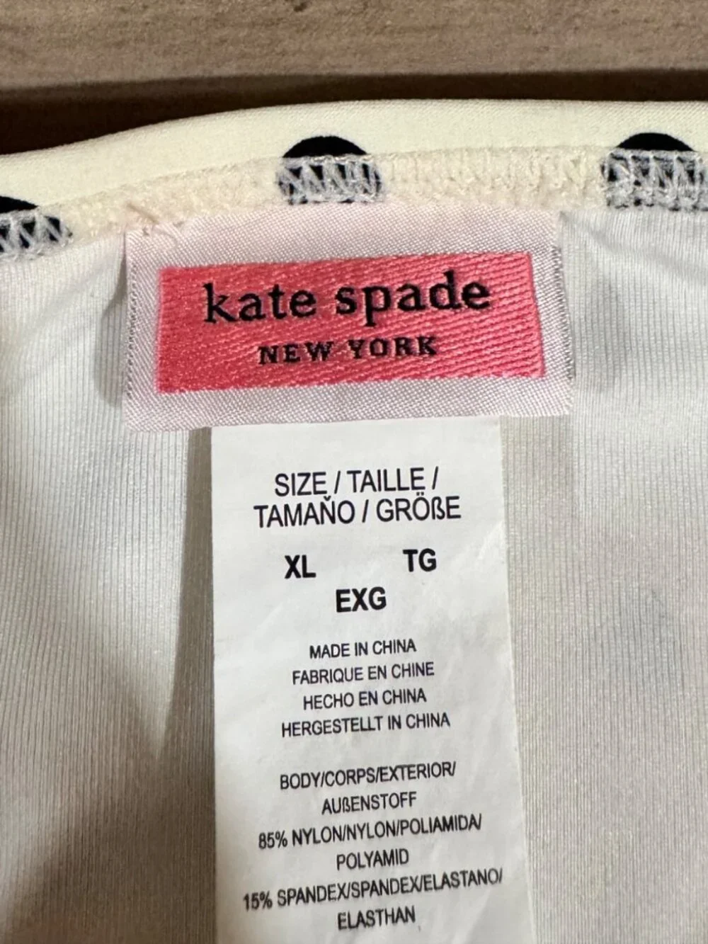 Kate Spade New York Polka Dot Bikini Bottoms Cream Black XL